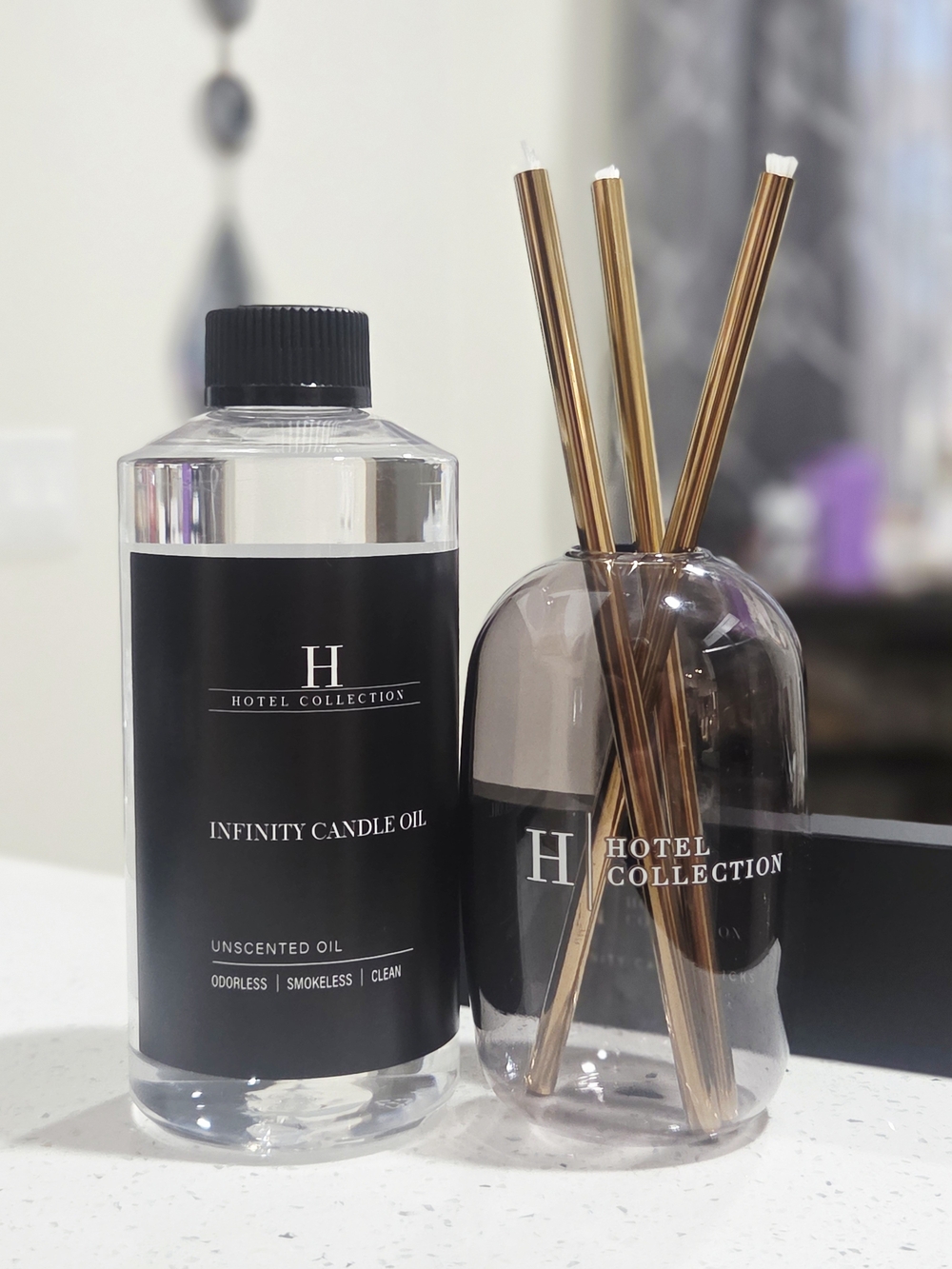 Hotel Collection Black Infinity Candle Oil & Reed Diffuser Set (Gold & Smoke)